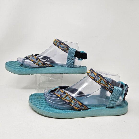 Teva Womens Size 10 Light Blue Aztec Original Ankle Strap Thong Sandals 1003986 - Picture 3 of 13